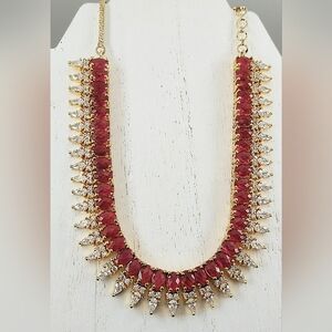 Faux tourmaline and crystal rhinestone choker necklace